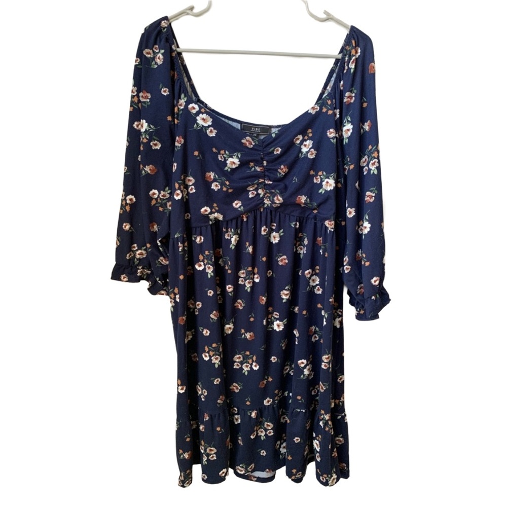 VIBE Women’s Blanket Soft 1/2 Sleeve Empire Waist Babydoll Mini Dress/Tunic Top